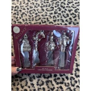 Vtg Wallace Silversmiths Set Christmas set Cheese Jam Spreaders NIB 🎅☃️🎄
